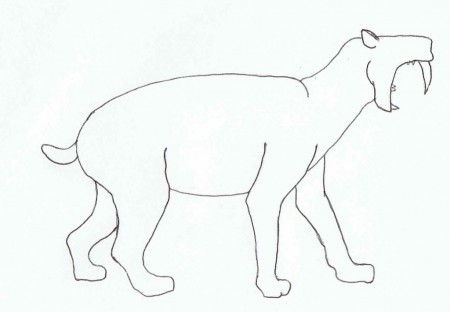 Outline of sabertoothed cat in profile