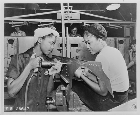Riveters in the Douglas Aircraft Factory Rise Up LA Exhibition
